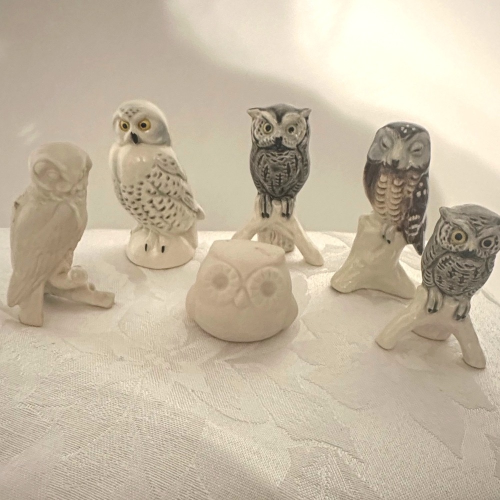 Goebel Owl Figurines Set Multicolor Excellent Vintage W Germany Porcelain 6pc